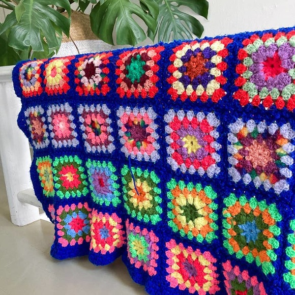 Vintage Other - Vintage Mid Century Granny Square Grannycore Crochet Knit Afghan Lap Blanket